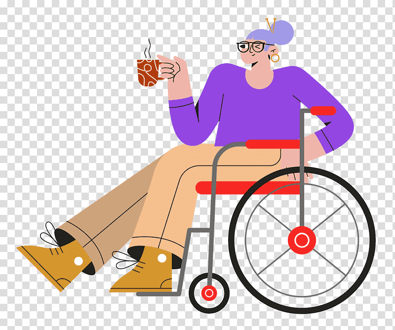 sitting on wheelchair wheelchair sitting, Cartoon, Angle, Line, Headgear, Hm, Behavior transparent background PNG clipart