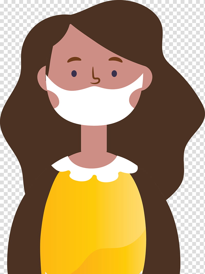 Wearing Mask Coronavirus Corona, Cartoon, Nose, Brown Hair, Animation, Smile, Black Hair transparent background PNG clipart