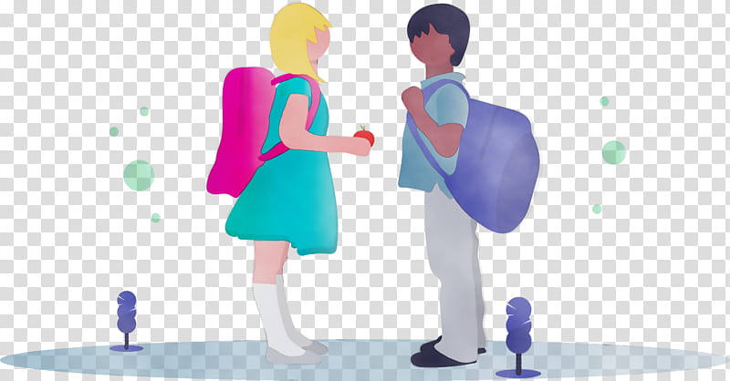 Holding hands, Back To School, Student, Boy, Girl, Watercolor, Paint, Wet Ink transparent background PNG clipart