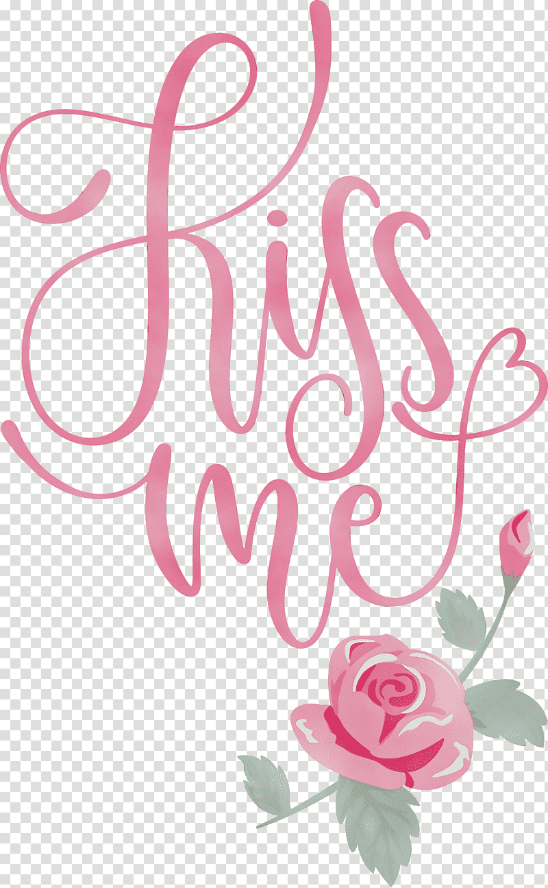 Floral design, Kiss Me, Valentines Day, Watercolor, Paint, Wet Ink, Rose Family transparent background PNG clipart