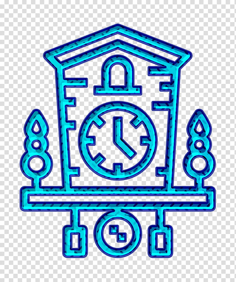 Time and date icon Watch icon Cuckoo clock icon, Text, Line, Symbol, Electric Blue, Logo transparent background PNG clipart