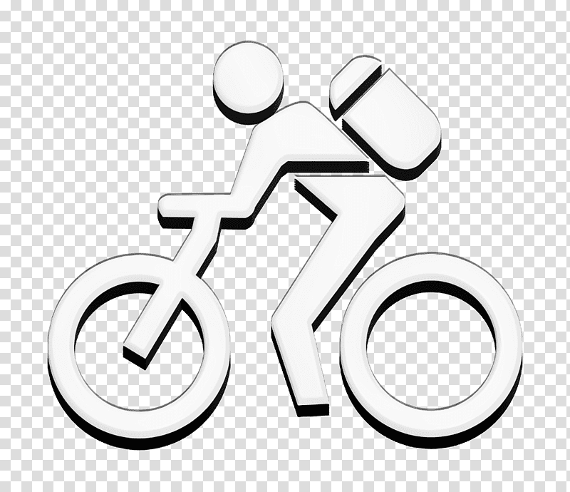 transport icon Man with a bag in a bicycle icon Bike icon, Line Art, Black And White
, Meter, Symbol, Jewellery, Human Body transparent background PNG clipart