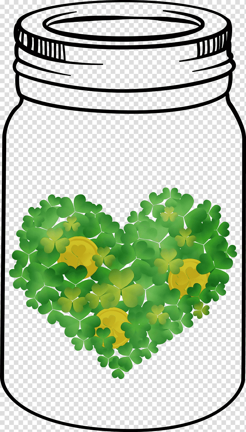 leaf flower flowerpot green tree, St Patricks Day, Mason Jar, Watercolor, Paint, Wet Ink, Plant transparent background PNG clipart