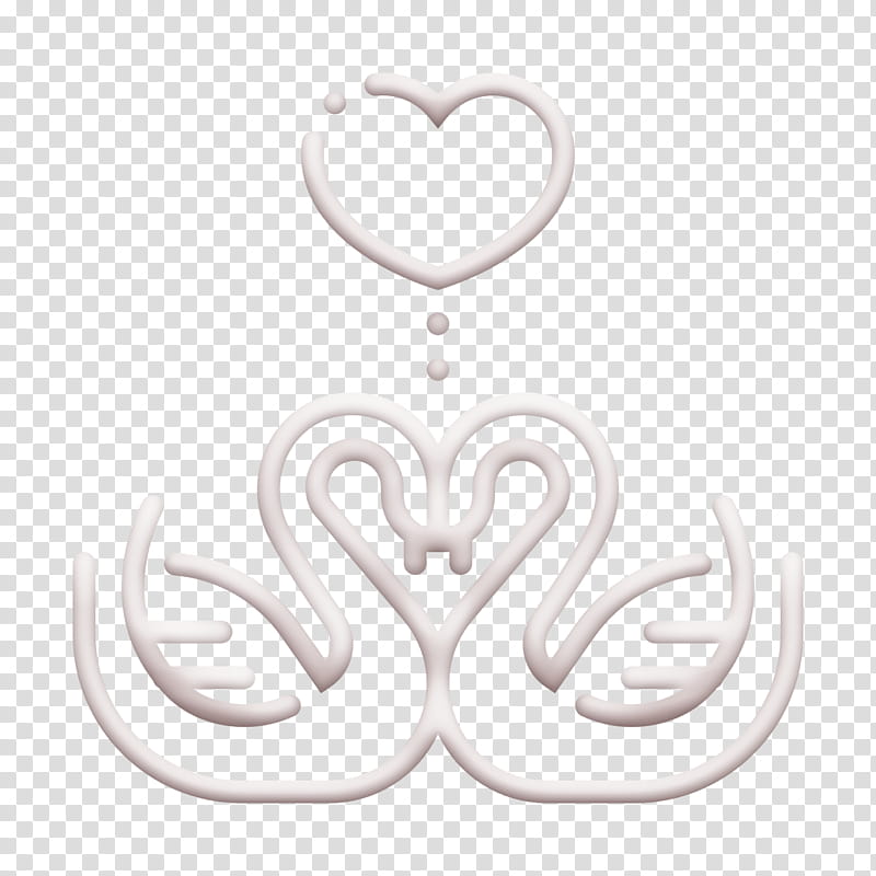 Wedding icon Love and romance icon Swans icon, Text, Blackandwhite, Ornament, Symbol, Heart, Logo, Jewellery transparent background PNG clipart