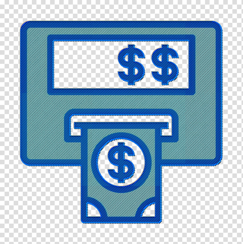 Card machine icon Atm icon Payment icon, Sign, Line, Signage, Symbol, Electric Blue, Rectangle transparent background PNG clipart