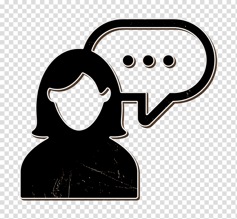 Talking icon Female user talking icon people icon, Girl Icon, Speech Balloon, Share Icon, Online Chat, Conversation transparent background PNG clipart
