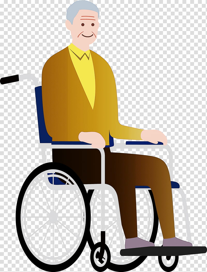 grandpa grandfather wheelchair, Old Age, Elderly People, Drawing, Bicycle Accessory, Senior, Flat Design, Sitting transparent background PNG clipart