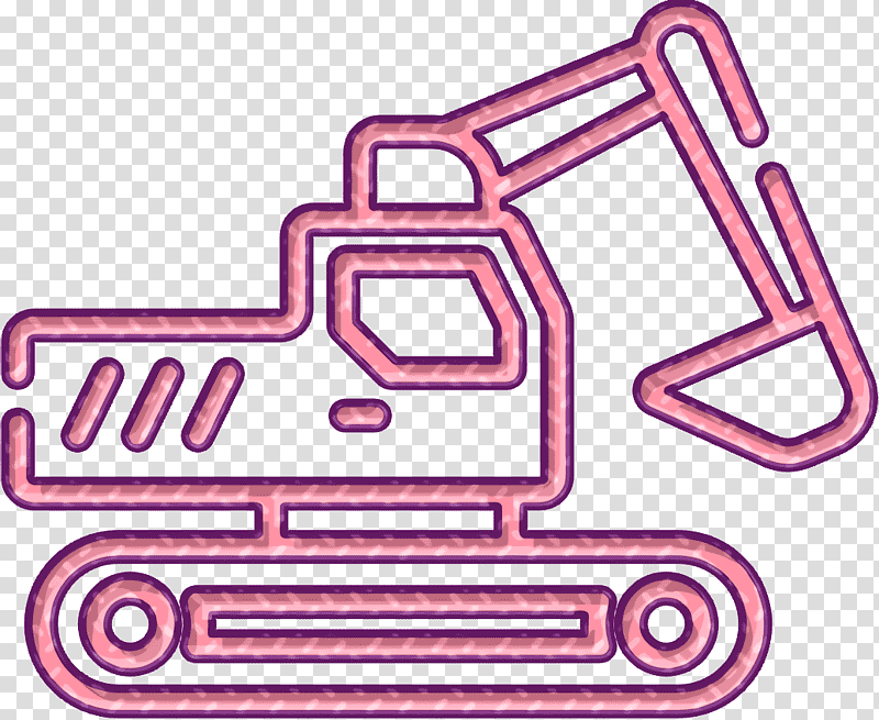 Excavator icon Construction icon, Line, Car, Meter, Purple, Geometry, Mathematics transparent background PNG clipart
