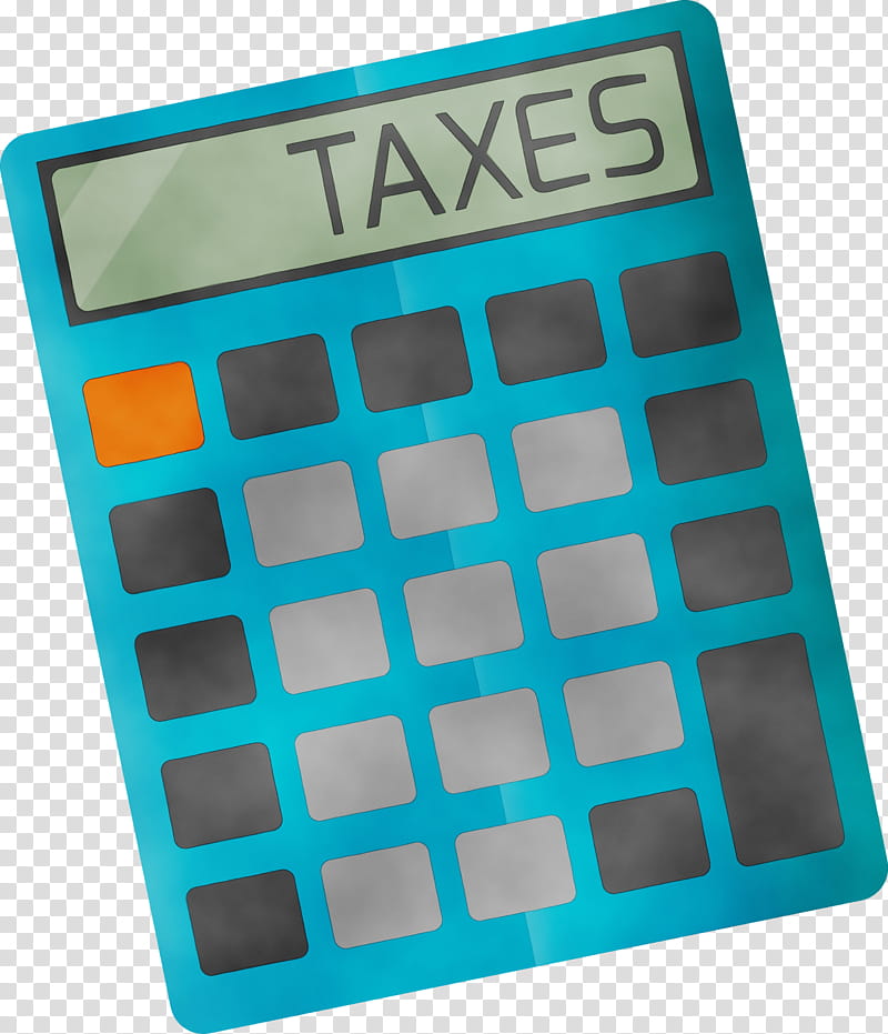 calculator office equipment turquoise teal, Tax Day, Watercolor, Paint, Wet Ink transparent background PNG clipart