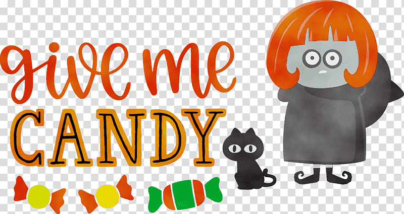 Pumpkin, Give Me Candy, Trick Or Treat, Halloween , Watercolor, Paint, Wet Ink transparent background PNG clipart