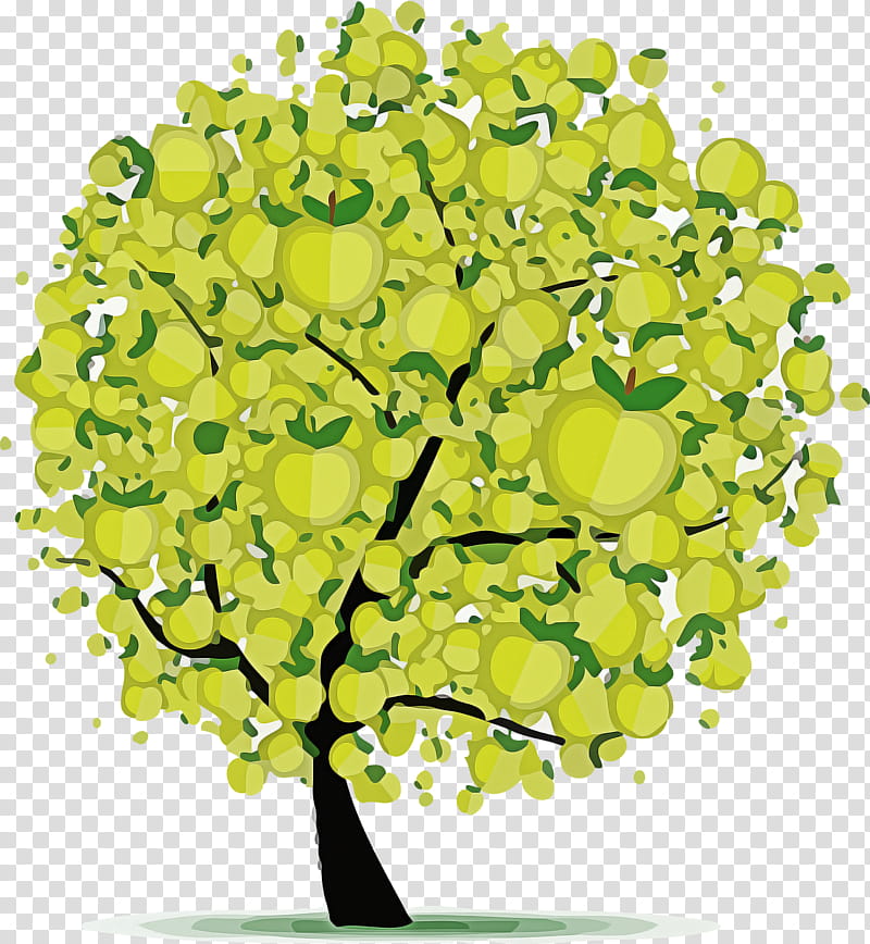 green plant yellow flower tree, Tu Bishvat Tree, Cartoon Tree, Abstract Tree, Plant Stem transparent background PNG clipart