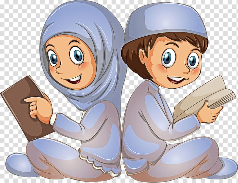 Muslim People, Cartoon, Animation, Sharing, Reading transparent background PNG clipart