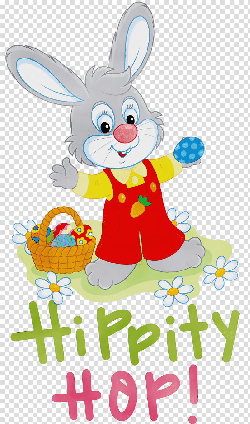Easter Bunny, Happy Easter, Hippity Hop, Watercolor, Paint, Wet Ink, Cartoon transparent background PNG clipart