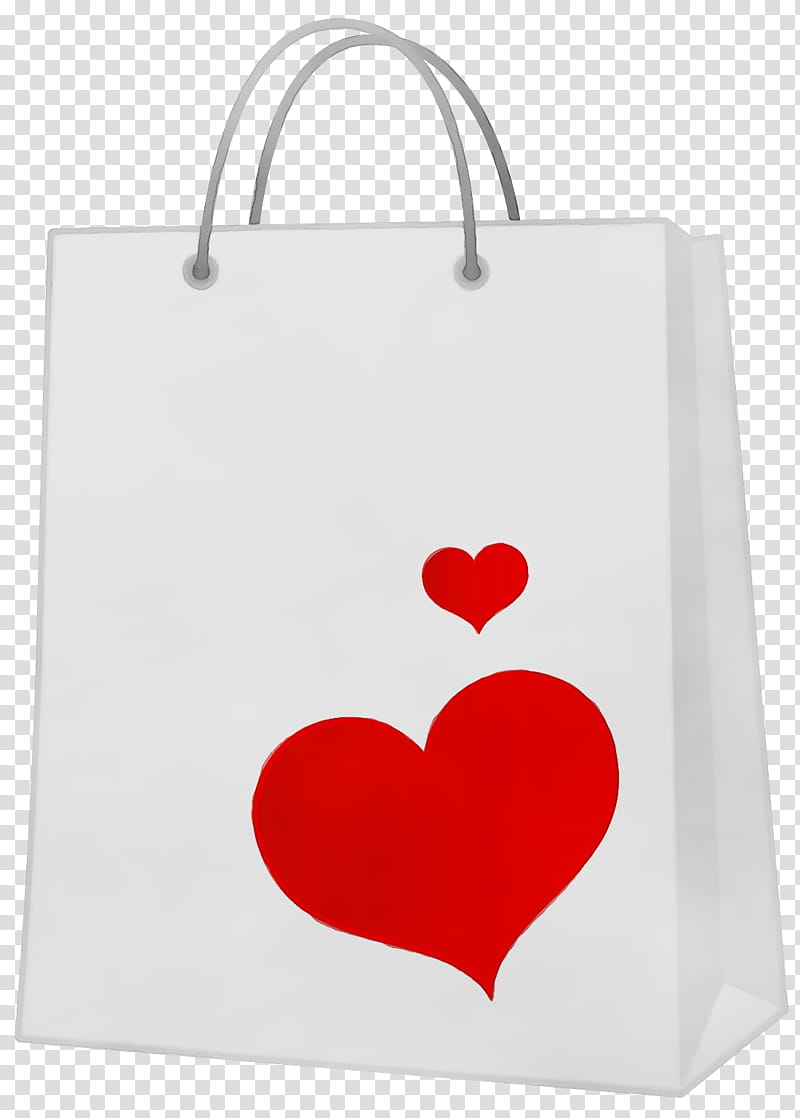 Shopping bag, Watercolor, Paint, Wet Ink, Heart, Red, Paper Bag, Luggage And Bags transparent background PNG clipart