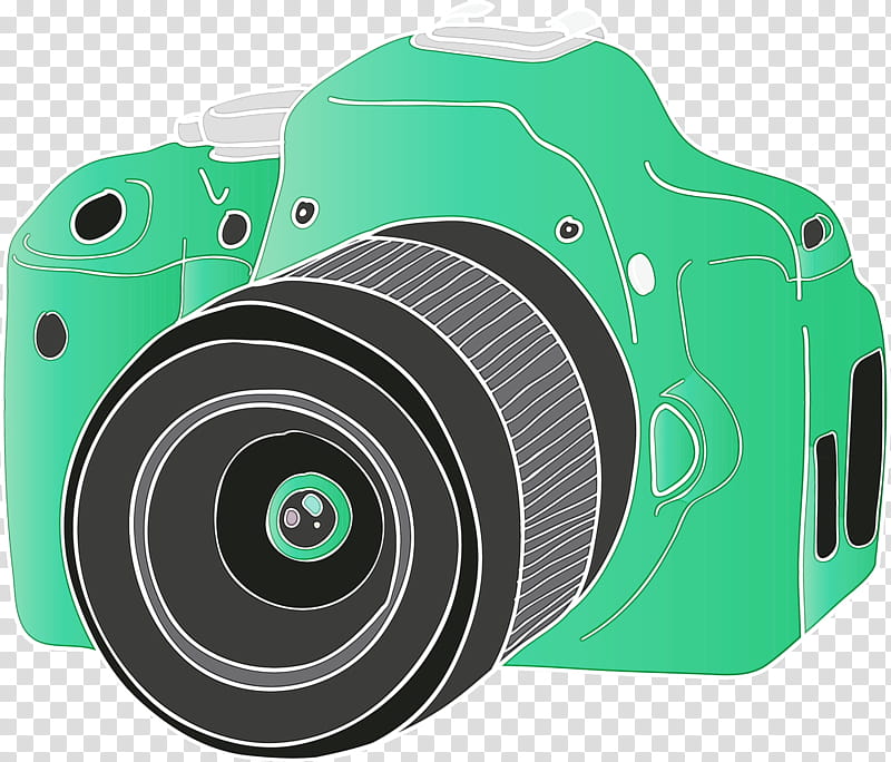 Camera lens, Cartoon Camera, Watercolor, Paint, Wet Ink, Digital Slr, Mirrorless Interchangeablelens Camera, Singlelens Reflex Camera transparent background PNG clipart