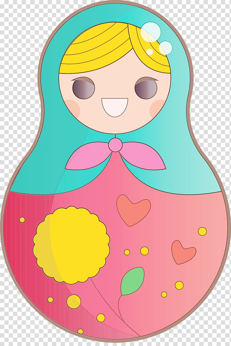 character yellow line area headgear, Colorful Russian Doll, Watercolor, Paint, Wet Ink, Infant, Character Created By transparent background PNG clipart