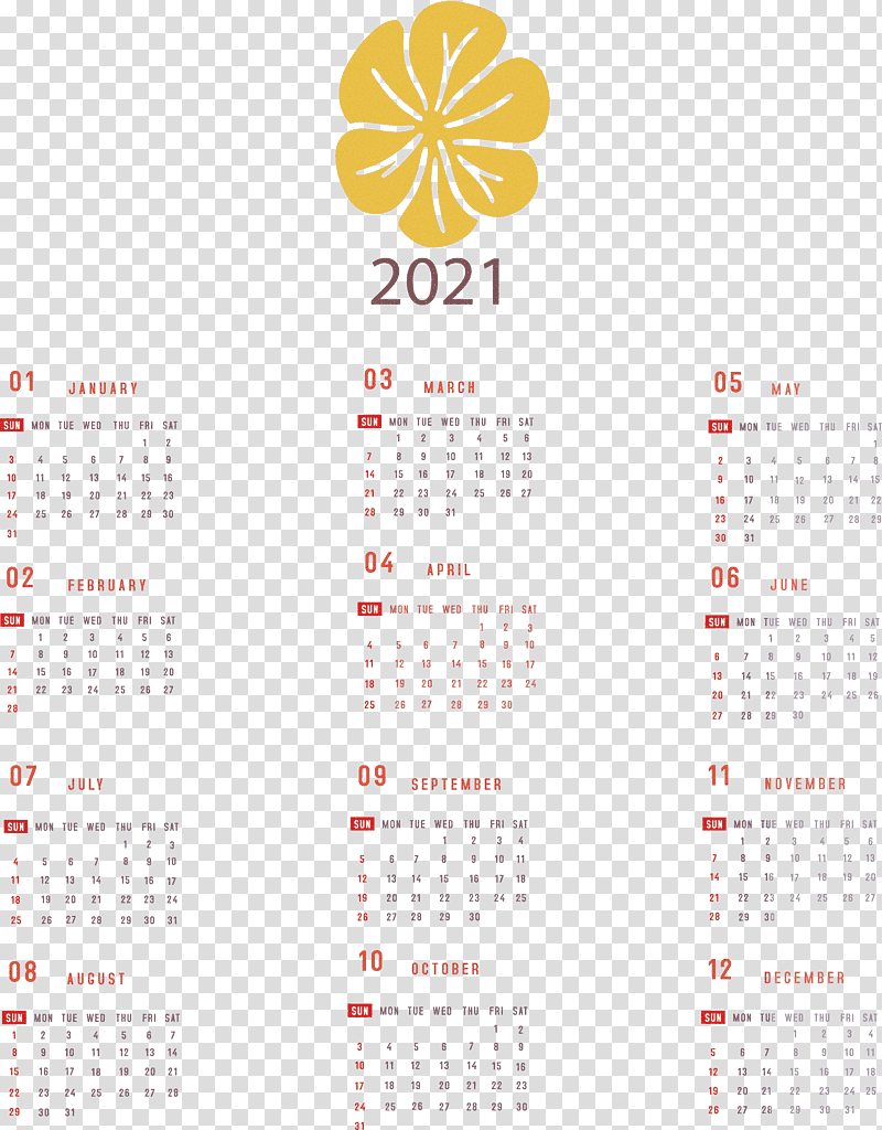 Printable 2021 Yearly Calendar 2021 Yearly Calendar, Calendar System, Calendar Year, Annual Calendar, Text, Highdefinition Video transparent background PNG clipart