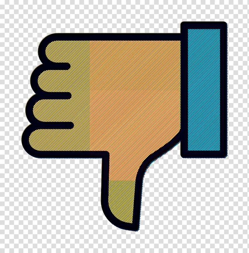 Gestures icon Finger icon Dislike icon, Yellow, Line, Meter, Mathematics, Geometry transparent background PNG clipart