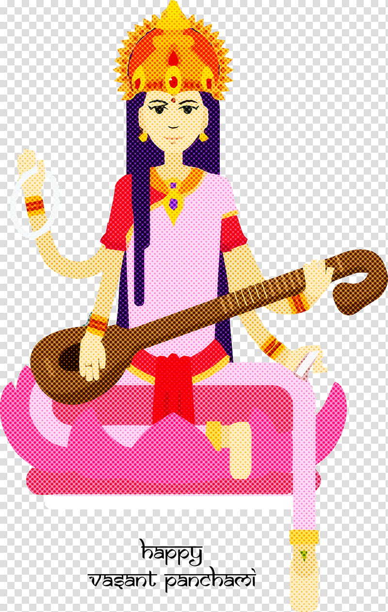 Vasant Panchami Basant Panchami Saraswati Puja, Cartoon, Indian Musical Instruments transparent background PNG clipart