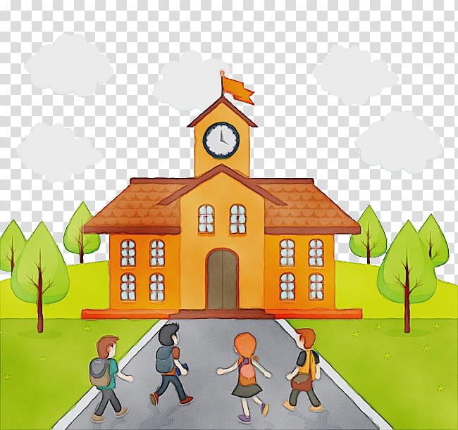 First day of school, Watercolor, Paint, Wet Ink, School
, Cartoon, Education
, National Primary School transparent background PNG clipart