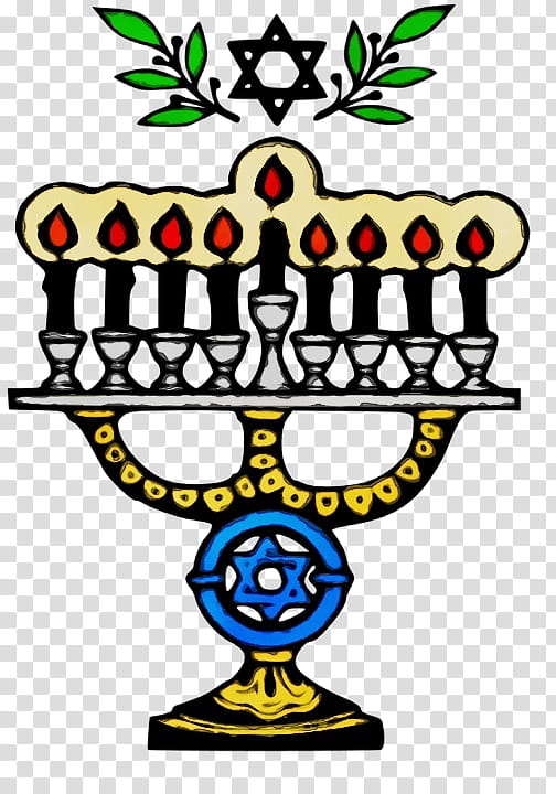 Hanukkah, Watercolor, Paint, Wet Ink, Menorah, Temple In Jerusalem, Star Of David, Symbol transparent background PNG clipart