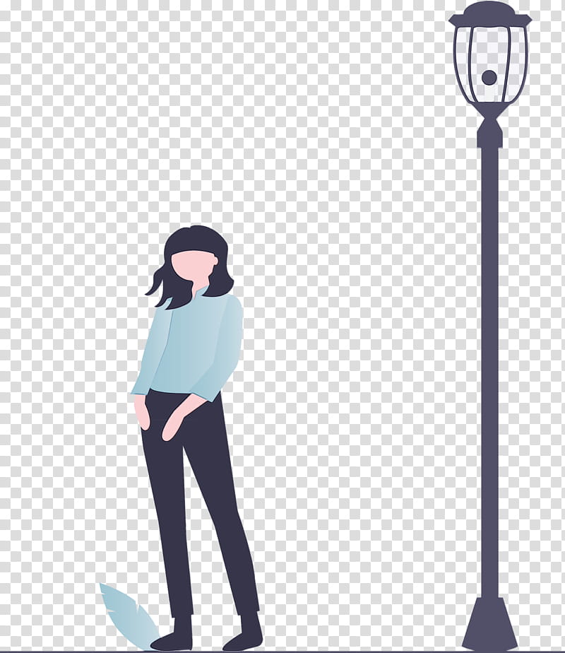 Street light, Modern Girl, Watercolor, Paint, Wet Ink, Standing, Light Fixture, Lighting transparent background PNG clipart