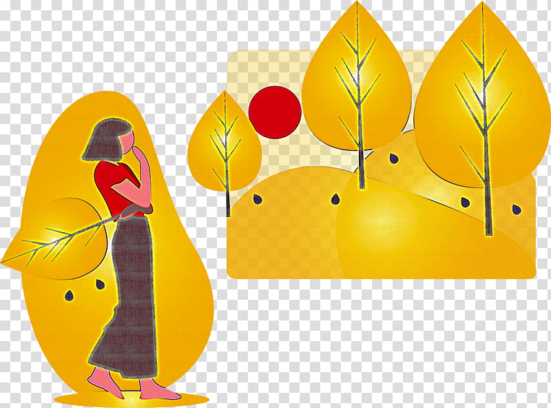 forest tree girl, Yellow transparent background PNG clipart