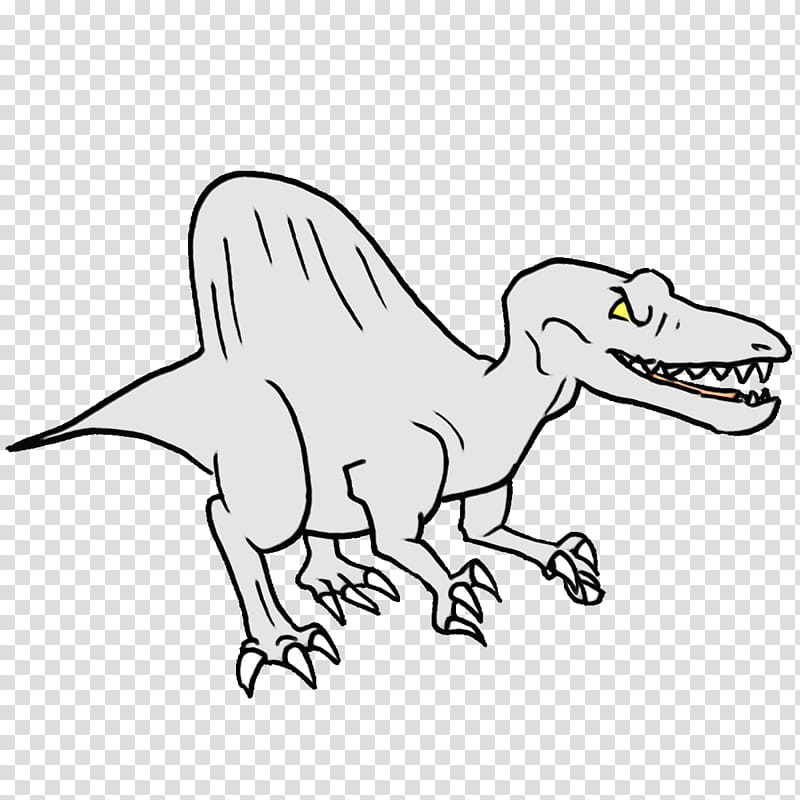 tyrannosaurus velociraptor standing line art cartoon character, Cartoon Dinosaur, Cute Dinosaur, Dinosaur , Watercolor, Paint, Wet Ink, Beak transparent background PNG clipart