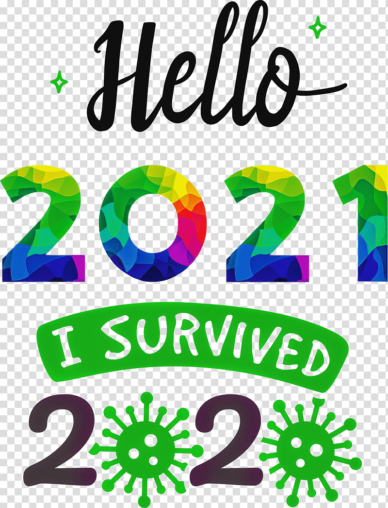 Hello 2021 New Year, Logo, Green, Meter, Number, Line, Anniversary transparent background PNG clipart