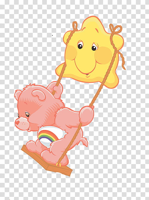 bears cheer bear care bears love-a-lot bear tenderheart bear, Lovealot Bear, Wish Bear, Friend Bear, Swing, Cartoon, Sticker, Wall Decal transparent background PNG clipart