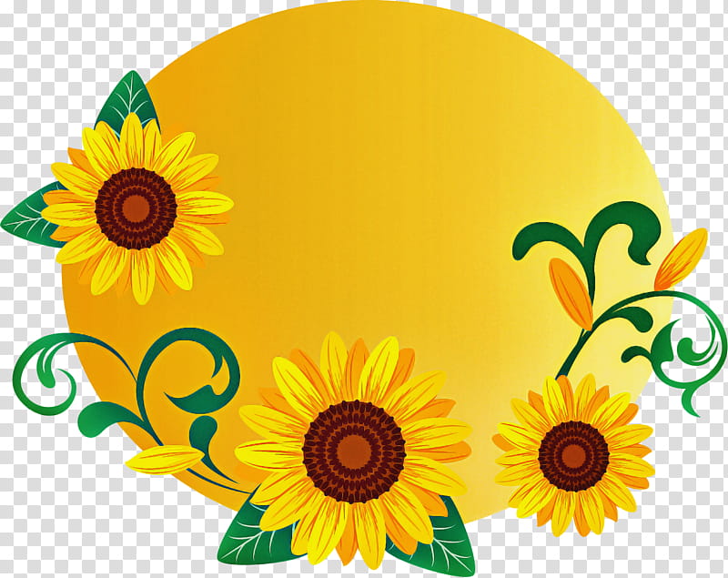 Sunflower round frame sunflower frame floral frame, Yellow, Plant, Daisy Family transparent background PNG clipart