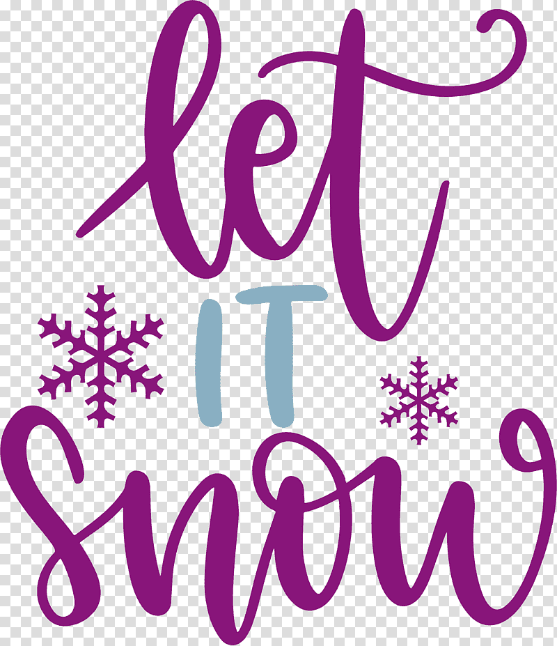Let it Snow Snowflake Winter, Winter
, Logo, Calligraphy, Lilac M, Line, Number transparent background PNG clipart