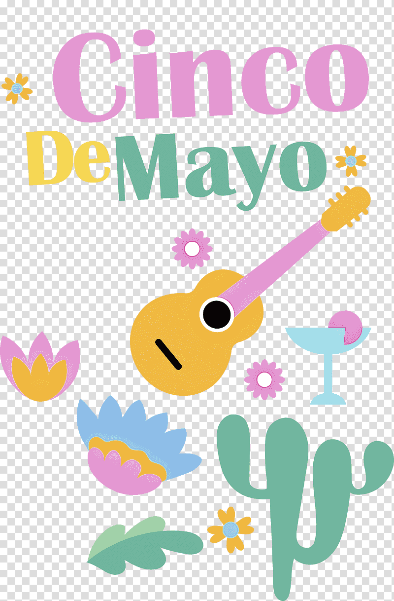 Cinco de Mayo Fifth of May Mexico, Cartoon, Yellow, Line, Meter, Animalassisted Therapy, Flower transparent background PNG clipart