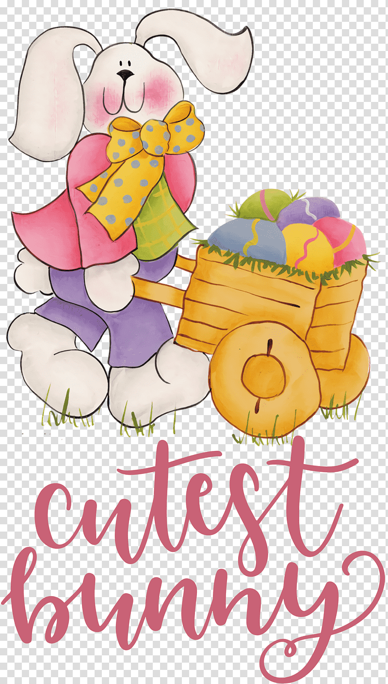 Cutest Bunny Happy Easter Easter Day, Easter Bunny, Rabbit, Holiday, Drawing, Painting, Frame transparent background PNG clipart