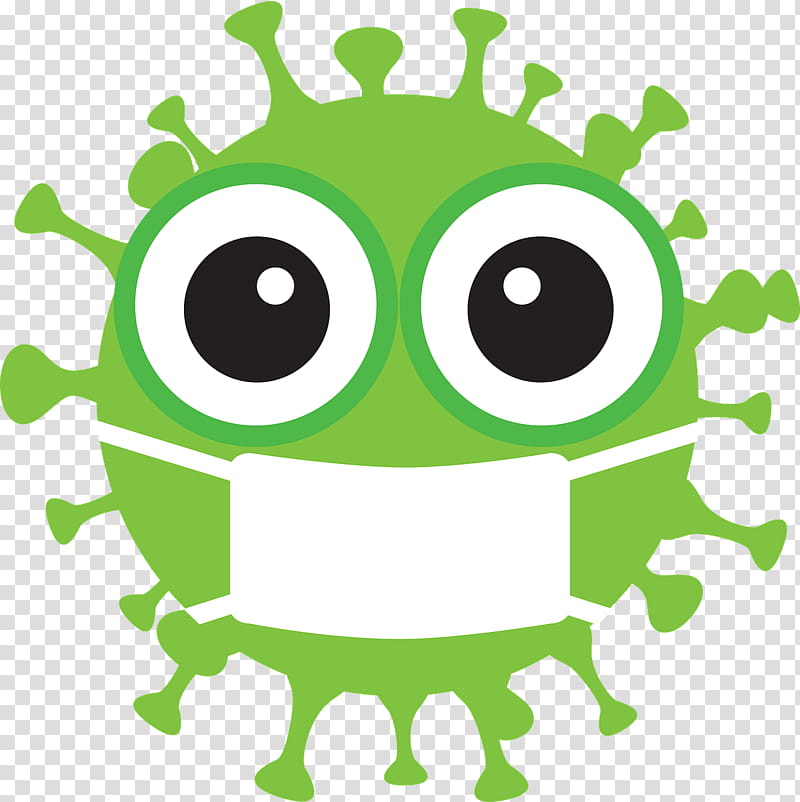 COVID19 coronavirus virus, Green, Cartoon, Smile transparent background PNG clipart