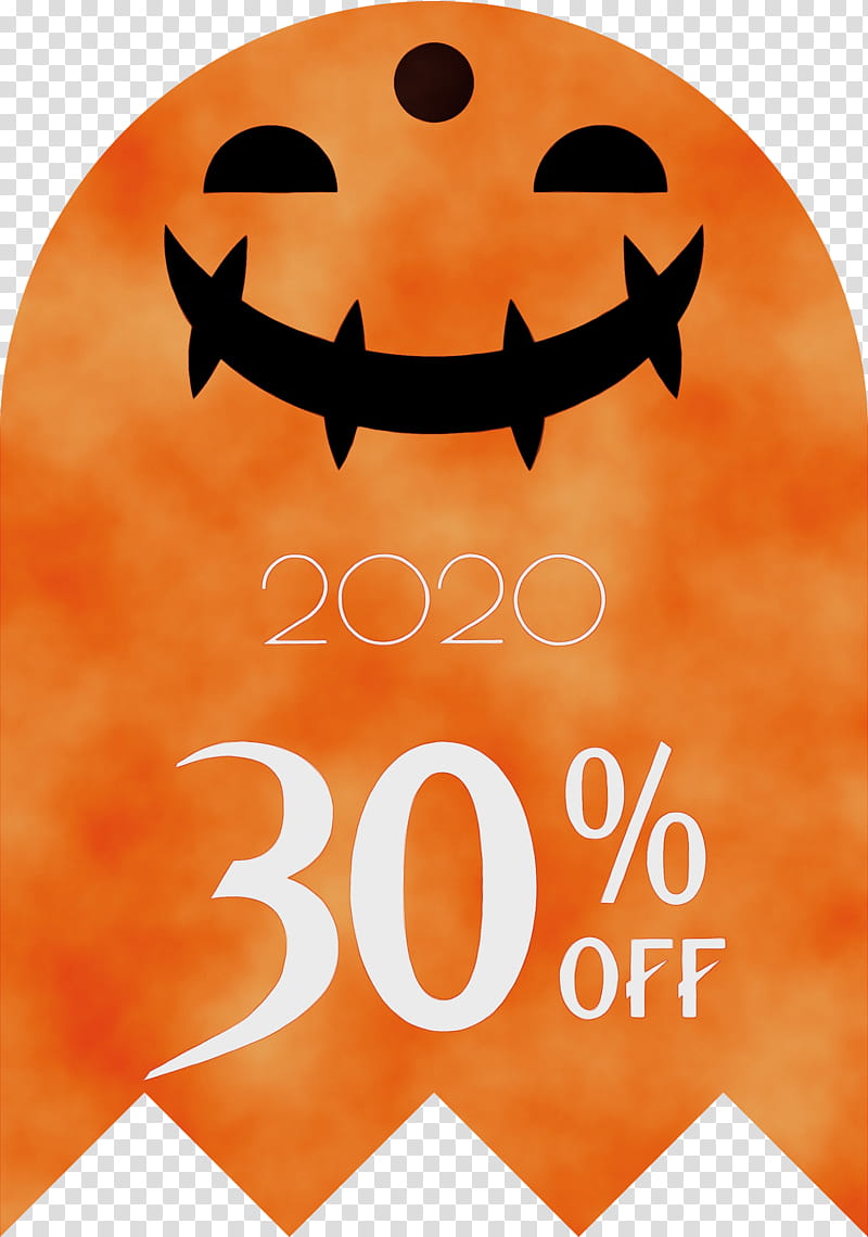 Pumpkin, Halloween Discount, 30 Off, Watercolor, Paint, Wet Ink, Logo, Meter transparent background PNG clipart