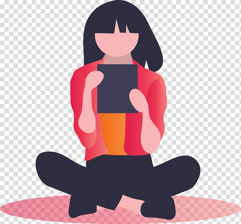 Reading Girl, Pink, Physical Fitness, Sitting, Yoga, Kneeling transparent background PNG clipart