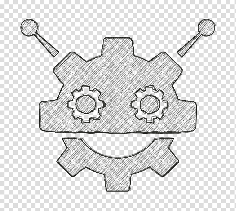Robot icon logo icon Robocog logo of a robot with cogwheel head shape icon, Line, Car, Line Art, Meter, Black, Geometry transparent background PNG clipart