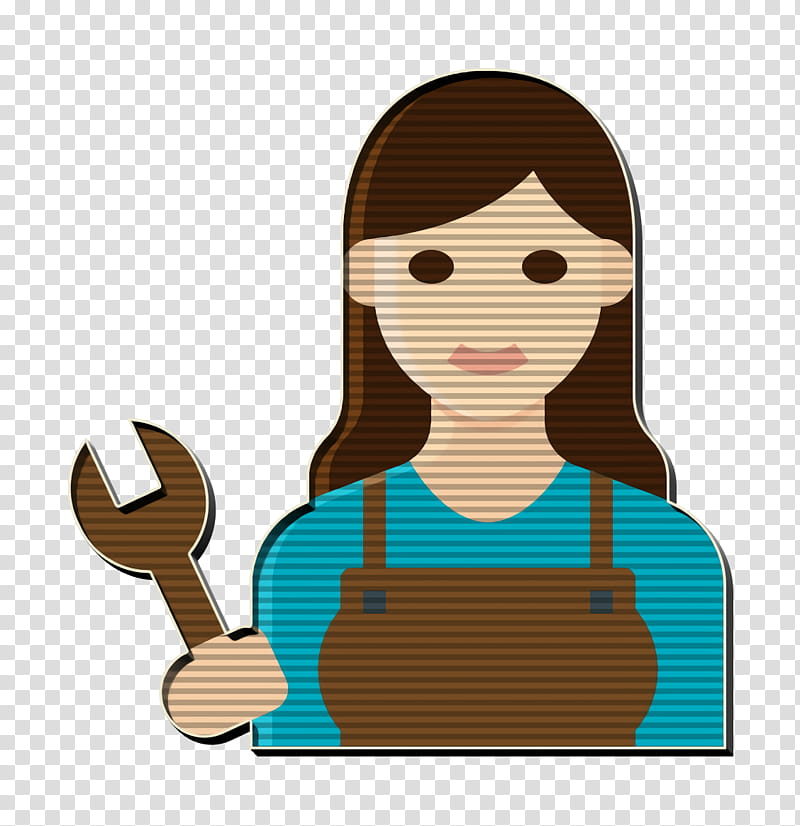 Occupation Woman icon Professions and jobs icon Mechanic icon, Cartoon, Finger, Thumb, Gesture, Hand transparent background PNG clipart