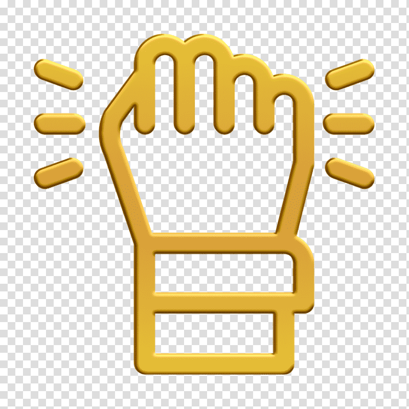 Job Promotion icon Fist icon Determination icon, Yellow, Line, Meter, Hm, Mathematics, Geometry transparent background PNG clipart