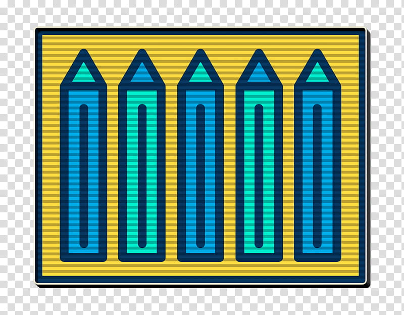 Color pencils icon Creative icon, Blue, Green, Turquoise, Aqua, Text, Teal, Line transparent background PNG clipart