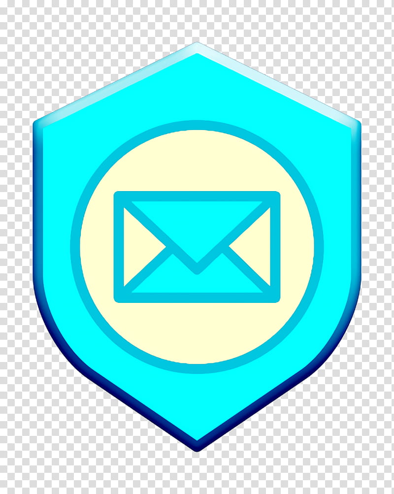 Mail icon Cyber icon Shield icon, Turquoise, Aqua, Teal, Line, Symbol, Electric Blue transparent background PNG clipart