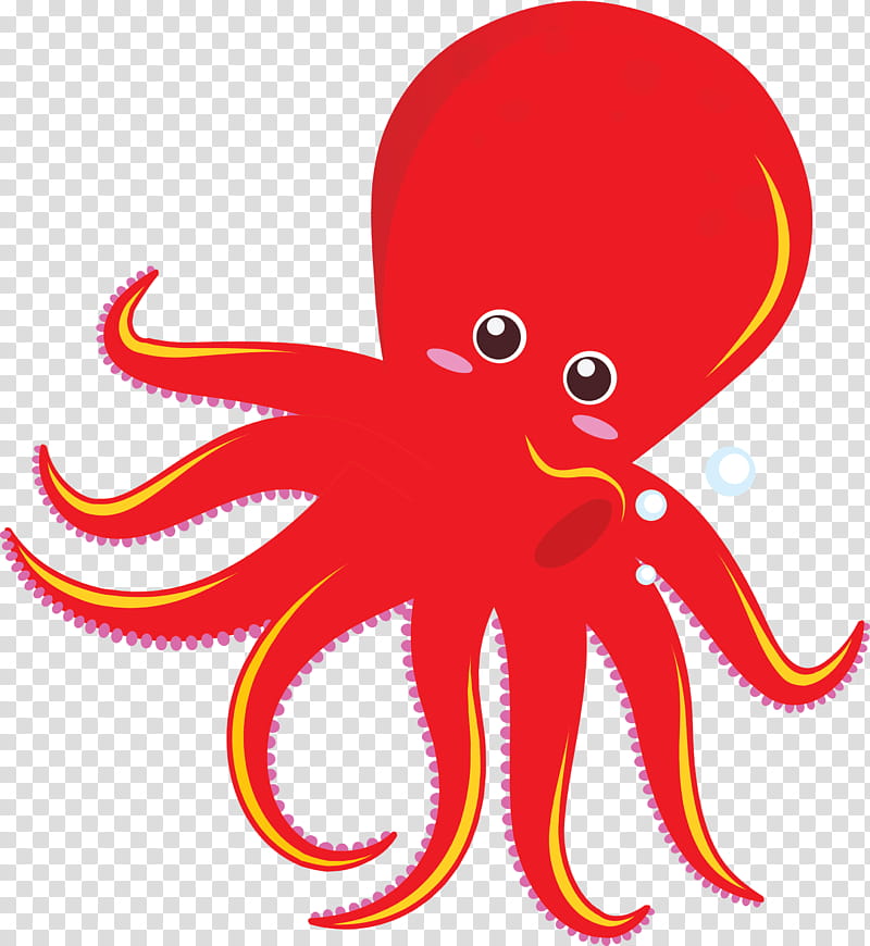 octopus giant pacific octopus octopus red, Cartoon, Material Property, Squid, Seafood transparent background PNG clipart