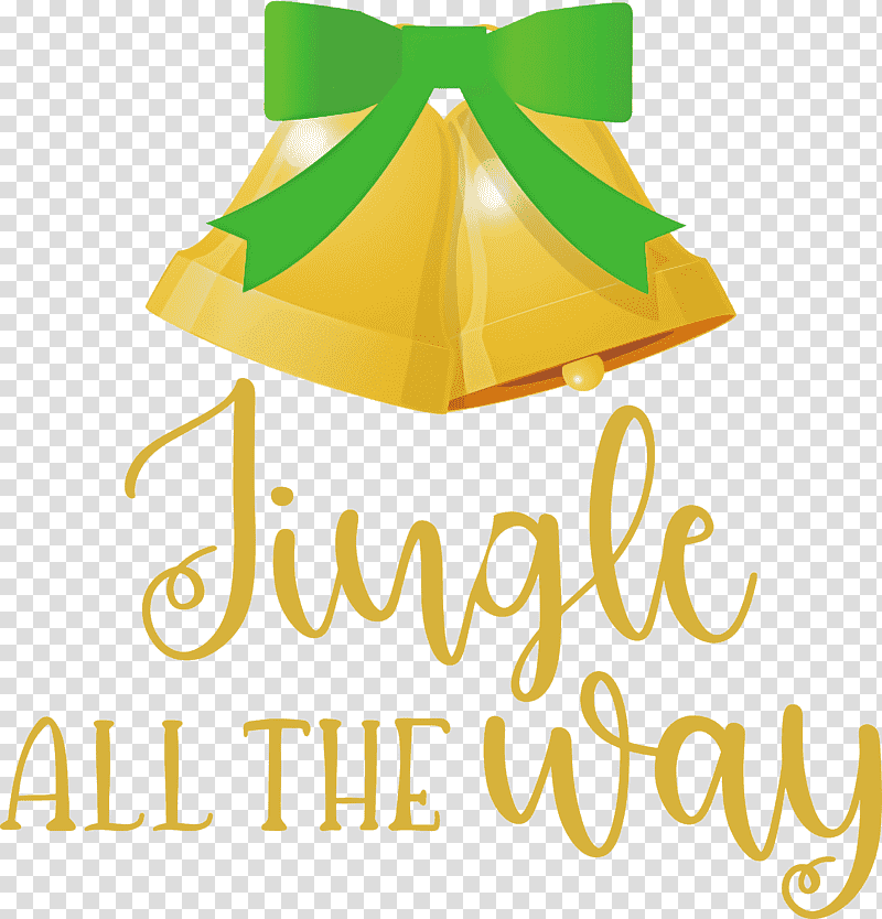 Jingle All The Way Jingle Christmas, Christmas , Logo, Yellow, Line, Meter, Fruit transparent background PNG clipart