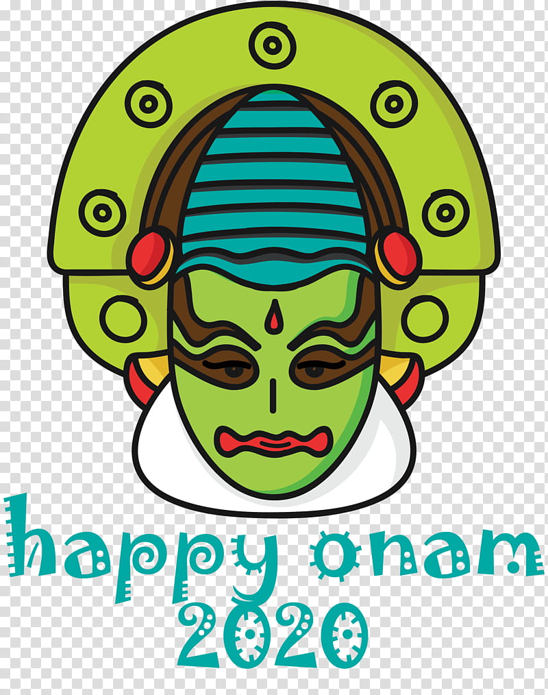 Onam Harvest Festival Happy Onam, Smiley, Face, Cartoon, Green, Plants, Line, Area transparent background PNG clipart