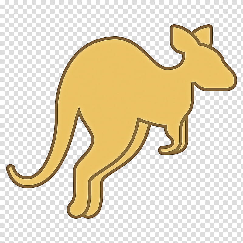 Kangaroo, Silhouette, Logo, Macropodidae, Yellow, Cartoon, Tail, Red Kangaroo transparent background PNG clipart