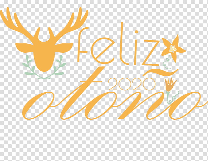 deer logo antler font yellow, Feliz Otoño, Happy Fall, Happy Autumn, Watercolor, Paint, Wet Ink, Computer transparent background PNG clipart
