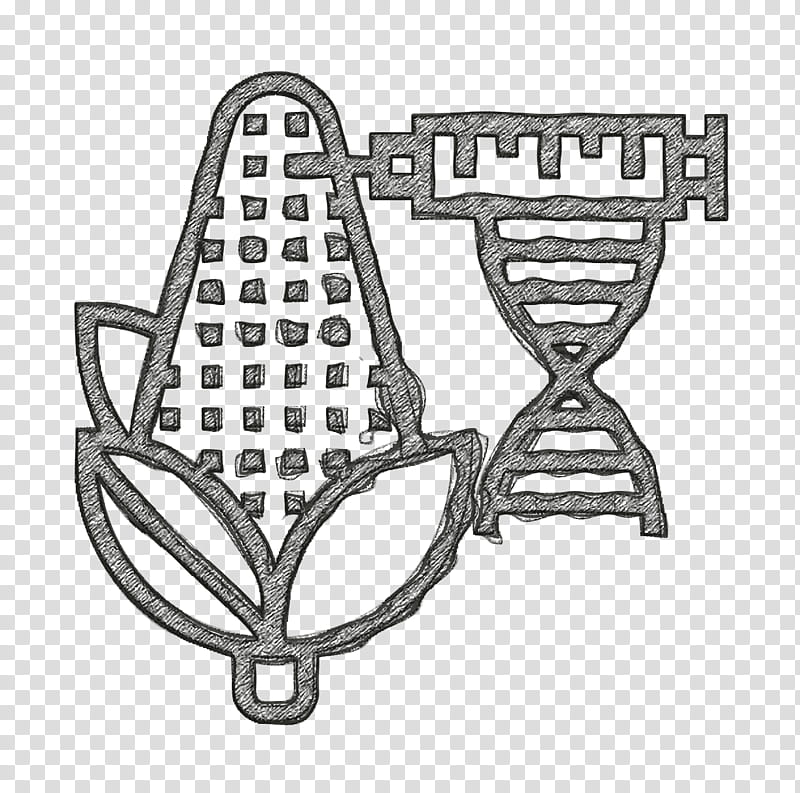 Gmo icon Bioengineering icon Corn icon, Black White M, Line Art, Genetically Modified Organism, Angle transparent background PNG clipart