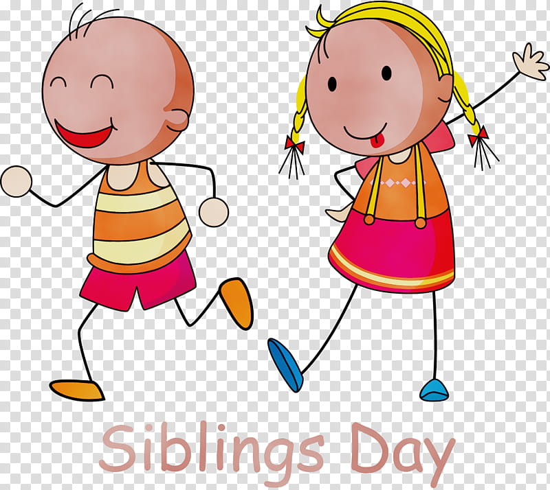 cartoon child playing sports happy sharing, Happy Siblings Day, Watercolor, Paint, Wet Ink, Cartoon, Pleased, Playing With Kids transparent background PNG clipart