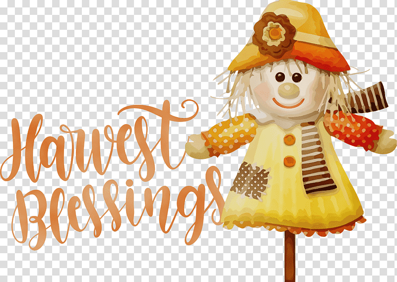 scarecrow cartoon festival hat, Harvest Blessings, Thanksgiving, Autumn, Watercolor, Paint, Wet Ink transparent background PNG clipart